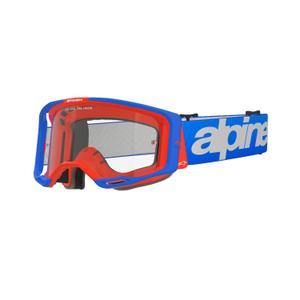 Alpinestars Vision 8 Wordmark motorcrossbril blauw-oranje met heldere lens