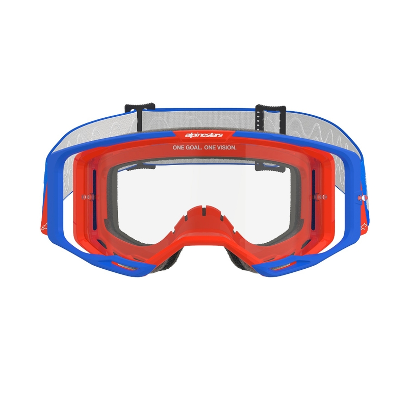 Alpinestars Vision 8 Wordmark motorcrossbril blauw-oranje met heldere lens