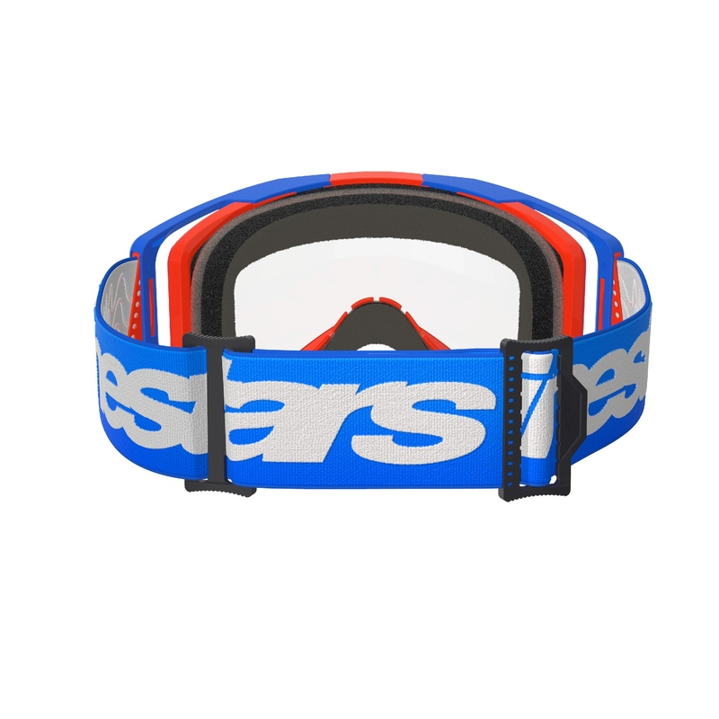 Alpinestars Vision 8 Wordmark motorcrossbril blauw-oranje met heldere lens