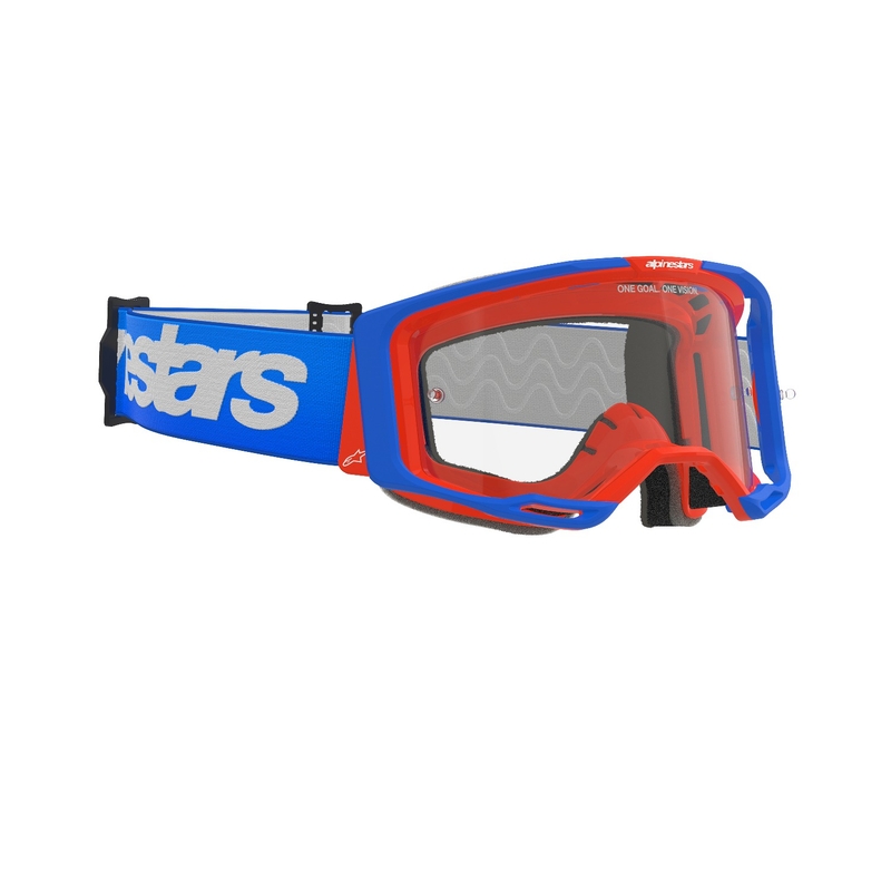 Alpinestars Vision 8 Wordmark motorcrossbril blauw-oranje met heldere lens