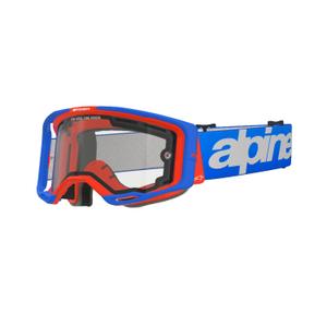Alpinestars Vision 8 Wordmark motorcrossbril blauw-oranje met dubbele antifog heldere lens