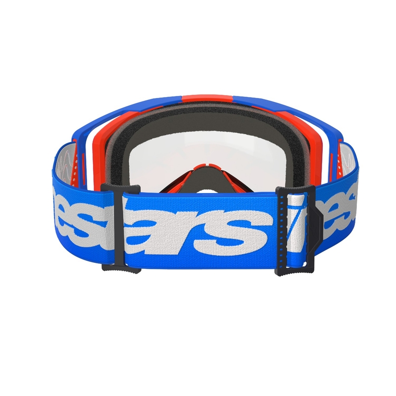 Alpinestars Vision 8 Wordmark motorcrossbril blauw-oranje met dubbele antifog heldere lens
