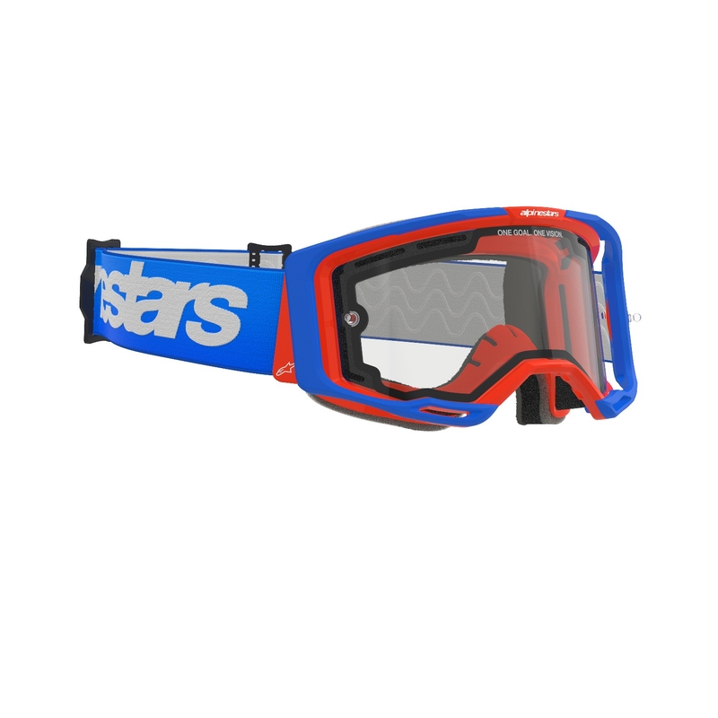 Alpinestars Vision 8 Wordmark motorcrossbril blauw-oranje met dubbele antifog heldere lens