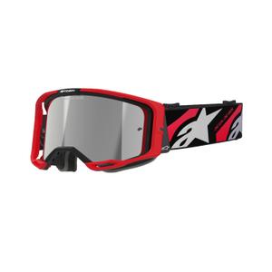 Alpinestars Vision 8 Luar rood en zwarte motorcrossbril met gespiegelde zilveren lens