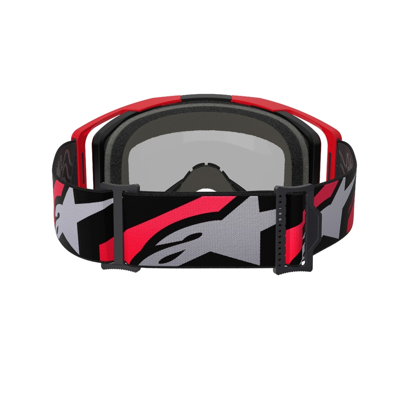Alpinestars Vision 8 Luar rood en zwarte motorcrossbril met gespiegelde zilveren lens