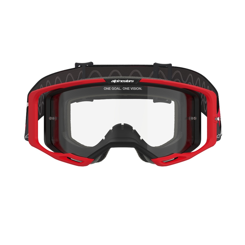 Alpinestars Vision 8 Luar rood en zwarte motorcrossbril met heldere lens