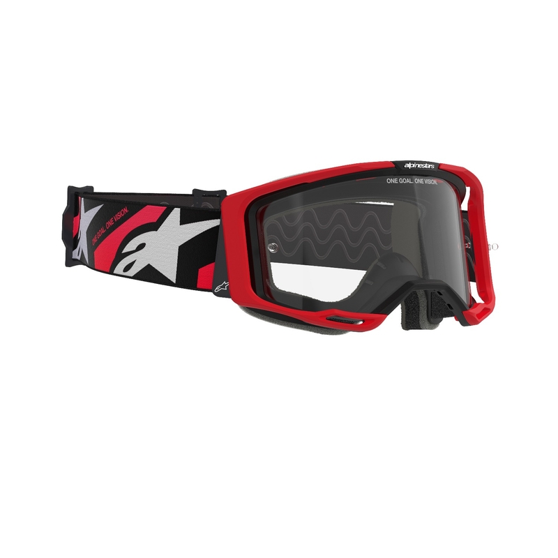 Alpinestars Vision 8 Luar rood en zwarte motorcrossbril met heldere lens