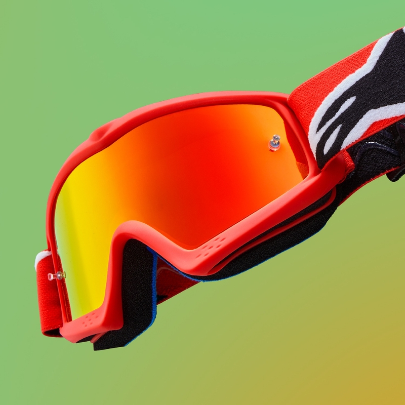 Alpinestars Vision Youth Holle motorcrossbril zwart-antraciet-fluogeel met gespiegelde zilveren lens