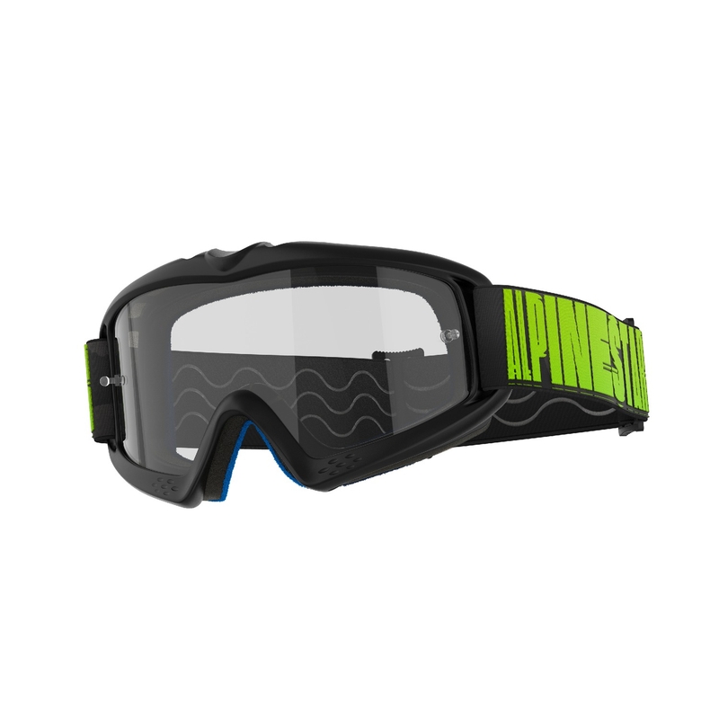 Alpinestars Vision Youth Hollow zwart-antraciet-fluo geel kinder motorcrossbril met heldere lens