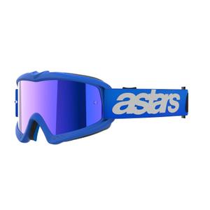Alpinestars Vision Youth Blaze blauwe kinder motorcrossbril met gespiegelde blauwe lens