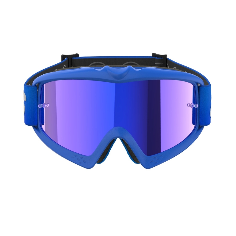 Alpinestars Vision Youth Blaze blauwe kinder motorcrossbril met gespiegelde blauwe lens