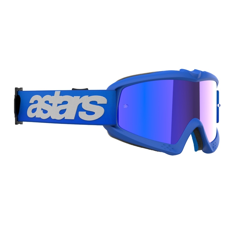 Alpinestars Vision Youth Blaze blauwe kinder motorcrossbril met gespiegelde blauwe lens