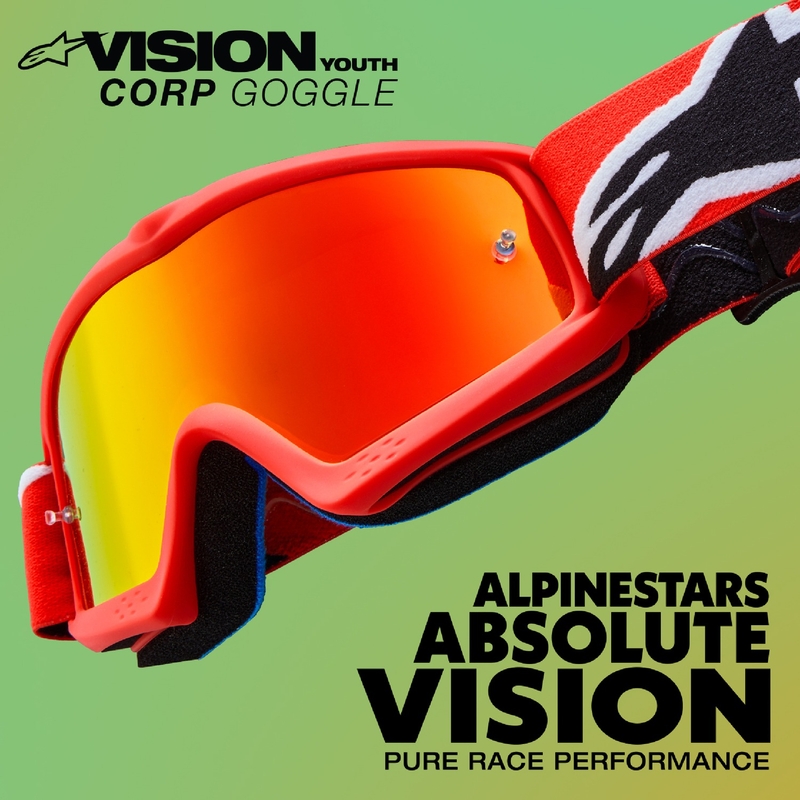 Alpinestars Vision Youth Blaze rode kinder motorcrossbril met heldere lens