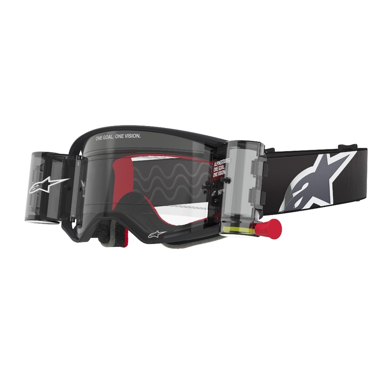 Alpinestars Supertech Corp ROLL-OFF Brede visie motorcrossbril zwart en grijs met heldere lens