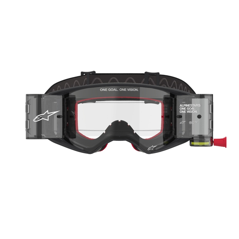 Alpinestars Supertech Corp ROLL-OFF Brede visie motorcrossbril zwart en grijs met heldere lens