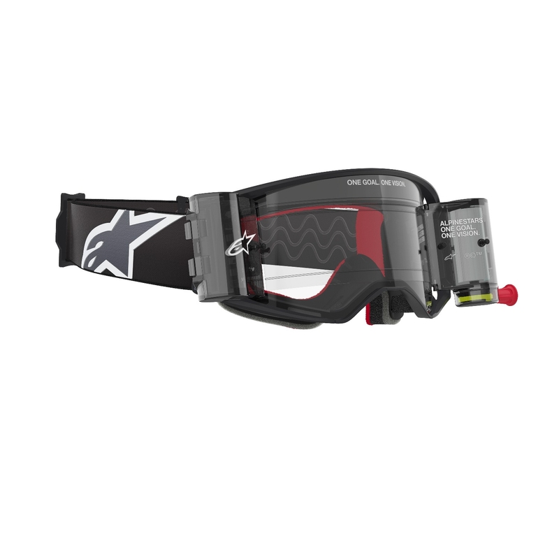 Alpinestars Supertech Corp ROLL-OFF Brede visie motorcrossbril zwart en grijs met heldere lens