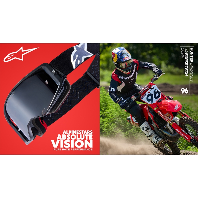 Alpinestars Supertech Corp ROLL-OFF Brede visie motorcrossbril rood en blauw met heldere lens