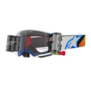 Alpinestars Supertech Corp ROLL-OFF Brede visie motorcrossbril blauw-oranje met heldere lens