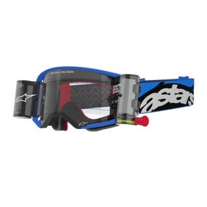 Alpinestars Supertech Stream ROLL-OFF Wide Vision Motorcrossbril blauw met heldere lens