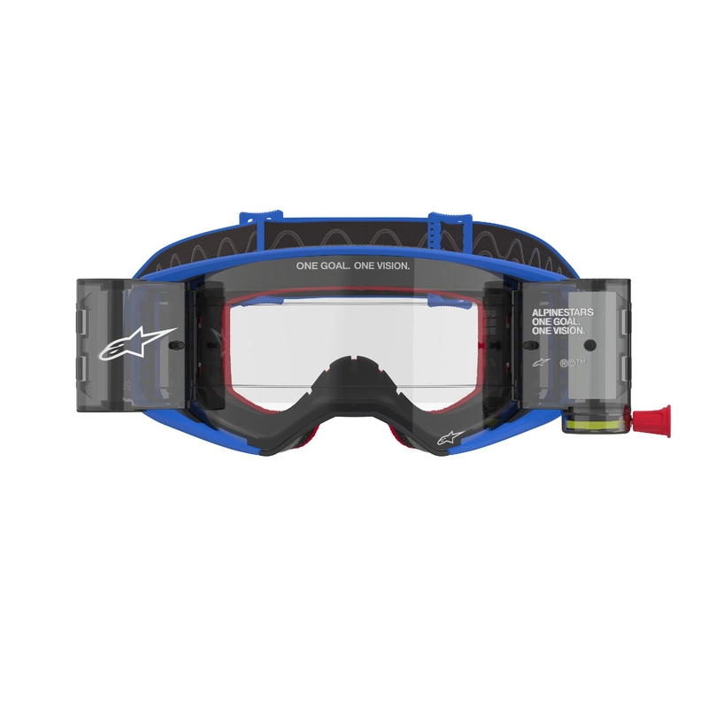 Alpinestars Supertech Stream ROLL-OFF Wide Vision Motorcrossbril blauw met heldere lens