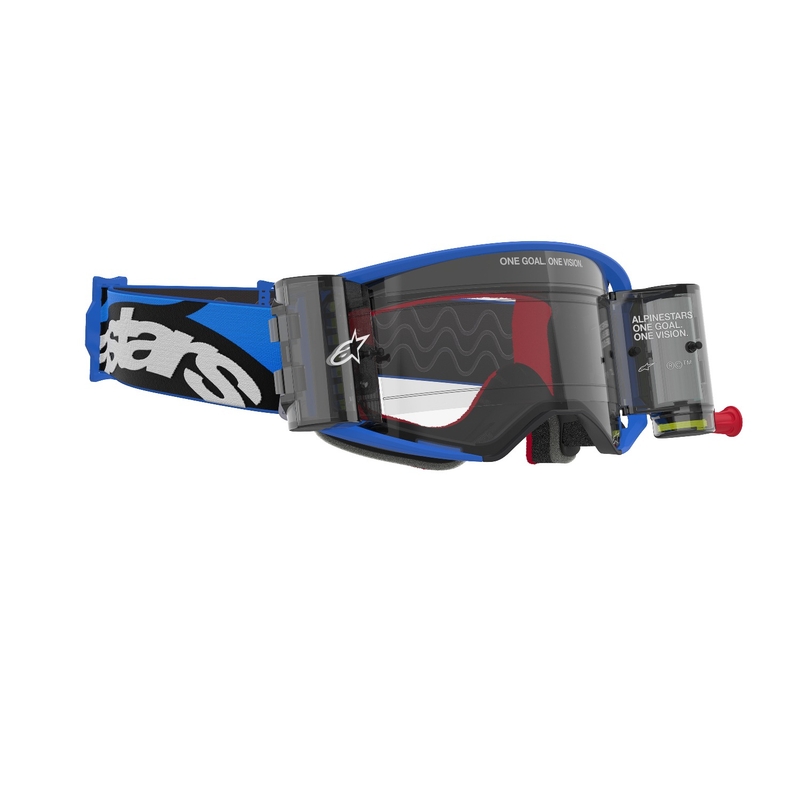 Alpinestars Supertech Stream ROLL-OFF Wide Vision Motorcrossbril blauw met heldere lens
