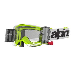 Alpinestars Vision 8 Wordmark ROLL-OFF Wide Vision Motorcrossbril wit-fluo geel met heldere lens