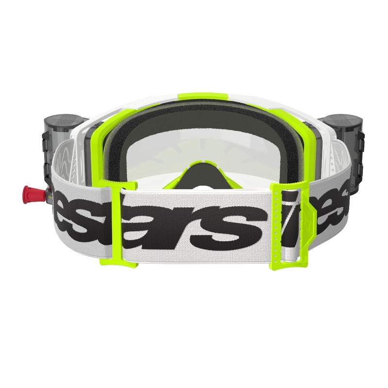 Alpinestars Vision 8 Wordmark ROLL-OFF Wide Vision Motorcrossbril wit-fluo geel met heldere lens