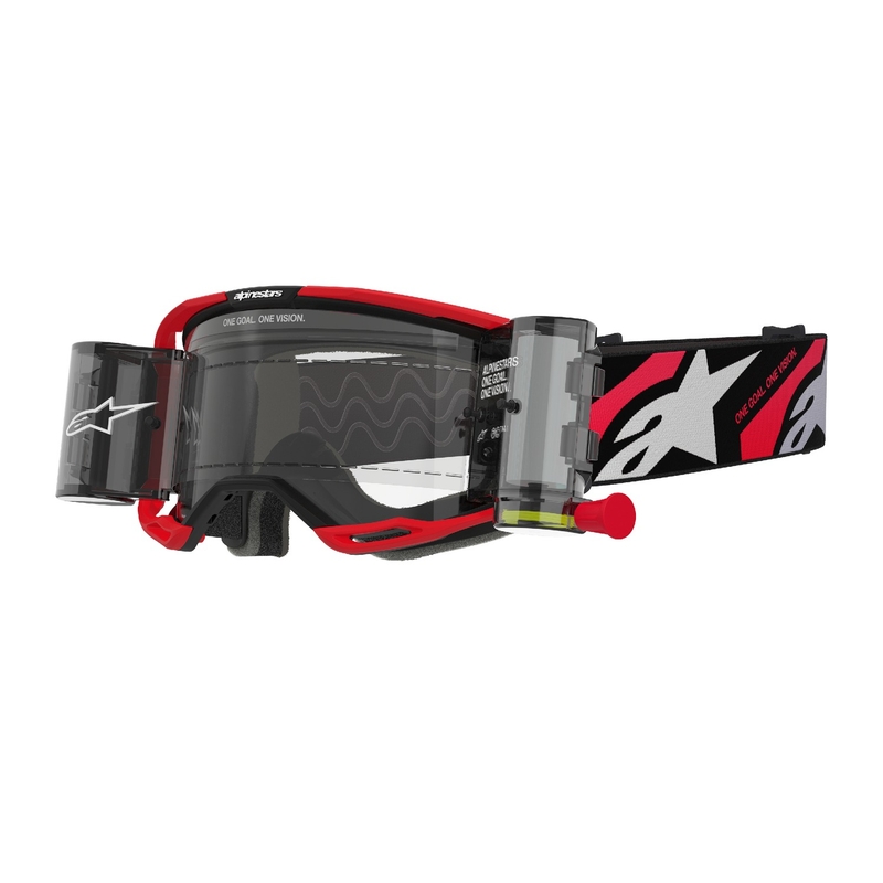 Alpinestars Vision 8 Luar ROLL-OFF Wide Vision motorcrossbril rood en zwart met heldere lens