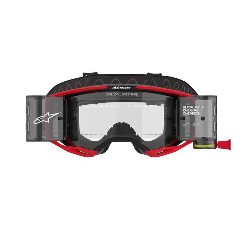 Alpinestars Vision 8 Luar ROLL-OFF Wide Vision motorcrossbril rood en zwart met heldere lens