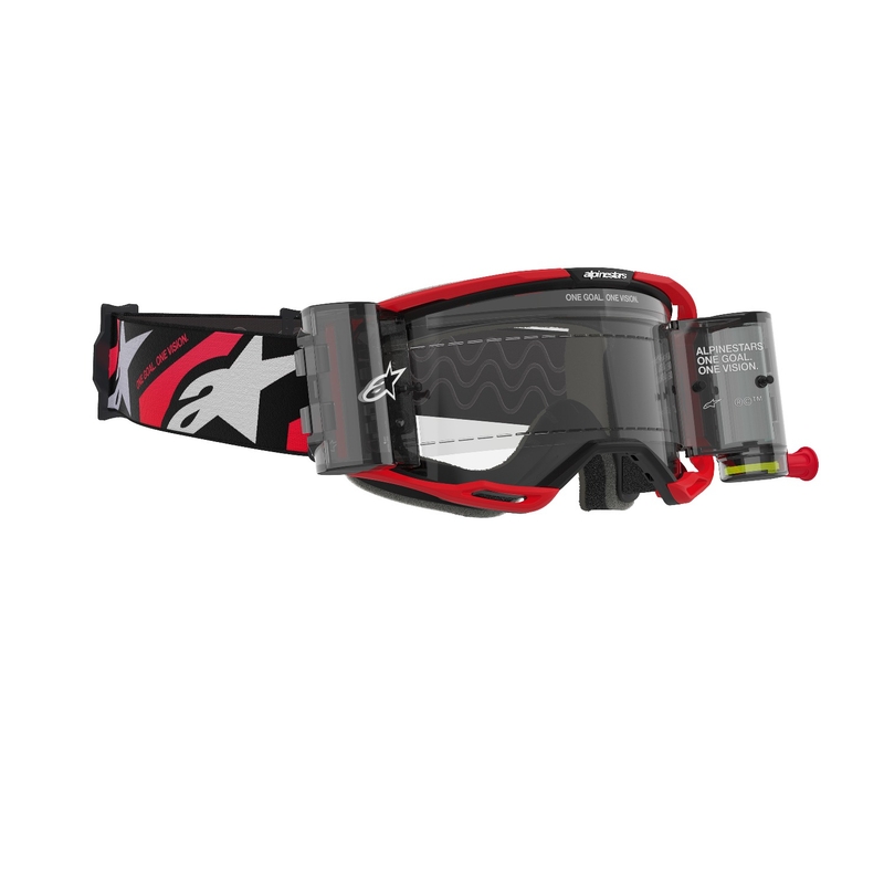 Alpinestars Vision 8 Luar ROLL-OFF Wide Vision motorcrossbril rood en zwart met heldere lens