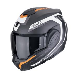 Opvouwbare motorhelm Scorpion EXO-TECH EVO CARBON COSY mat zwart-oranje