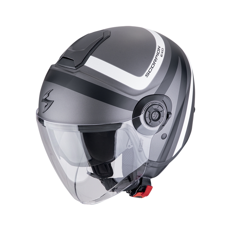 Open motorhelm Scorpion EXO-CITY II RIVA mat zilver-zwart-wit uitverkoop