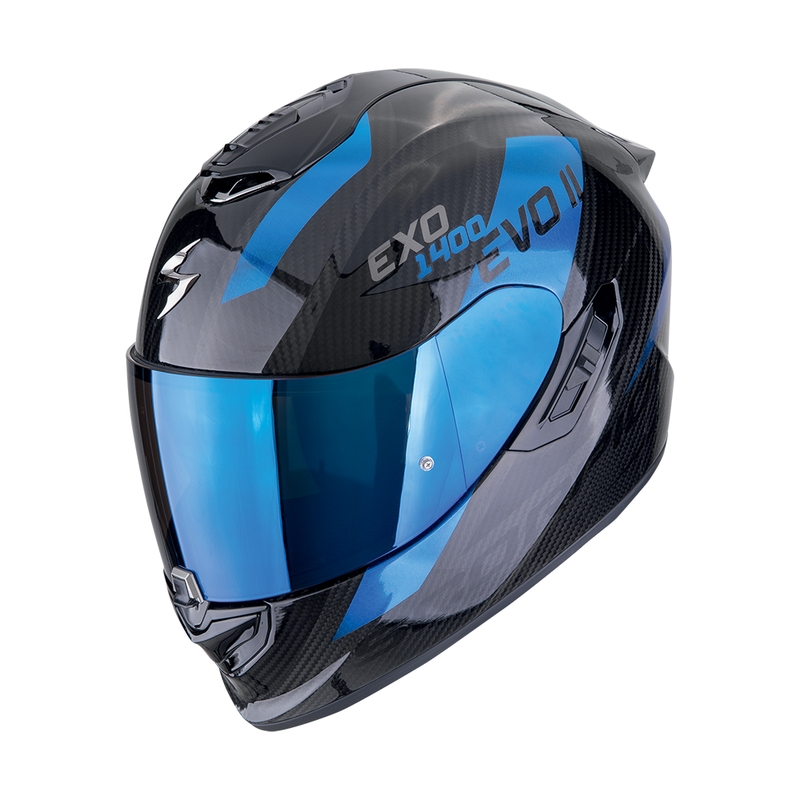 Integraalhelm Scorpion EXO-1400 EVO II CARBON AIR PLATTED zwart-blauw uitverkoop