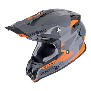 Motorcrosshelm Scorpion VX-16 EVO AIR ROD grijs-oranje