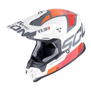 Motorcrosshelm Scorpion VX-16 EVO AIR ANALOG wit-oranje