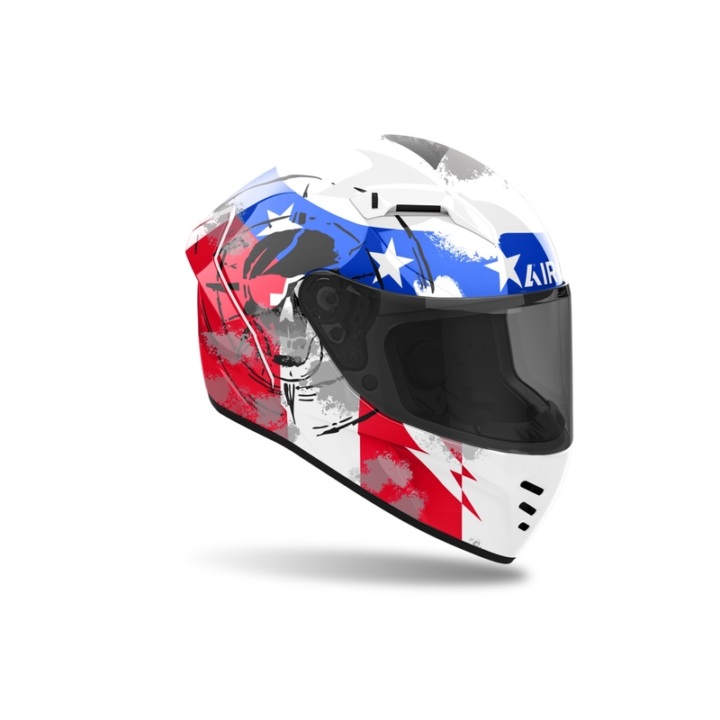 Geïntegreerde motorhelm Airoh CONNOR Nation wit-rood-blauw