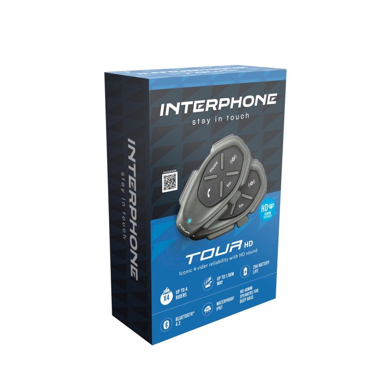 Bluetooth handsfree Interphone CellularLine TOUR HD Twin Pack 2 stuks