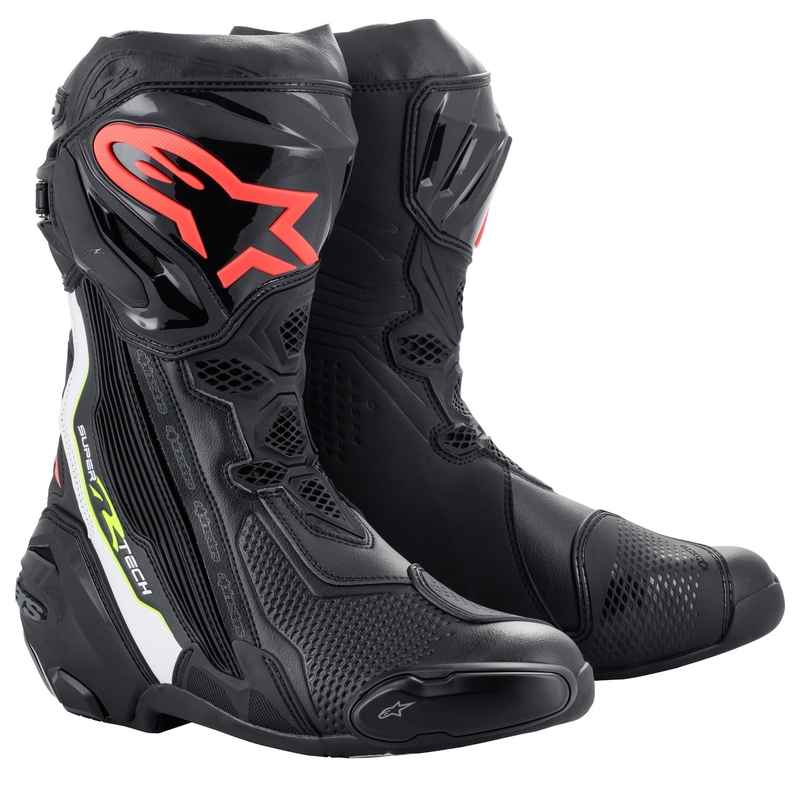 Alpinestars Supertech R zwart-wit-rood-geel motorlaarzen