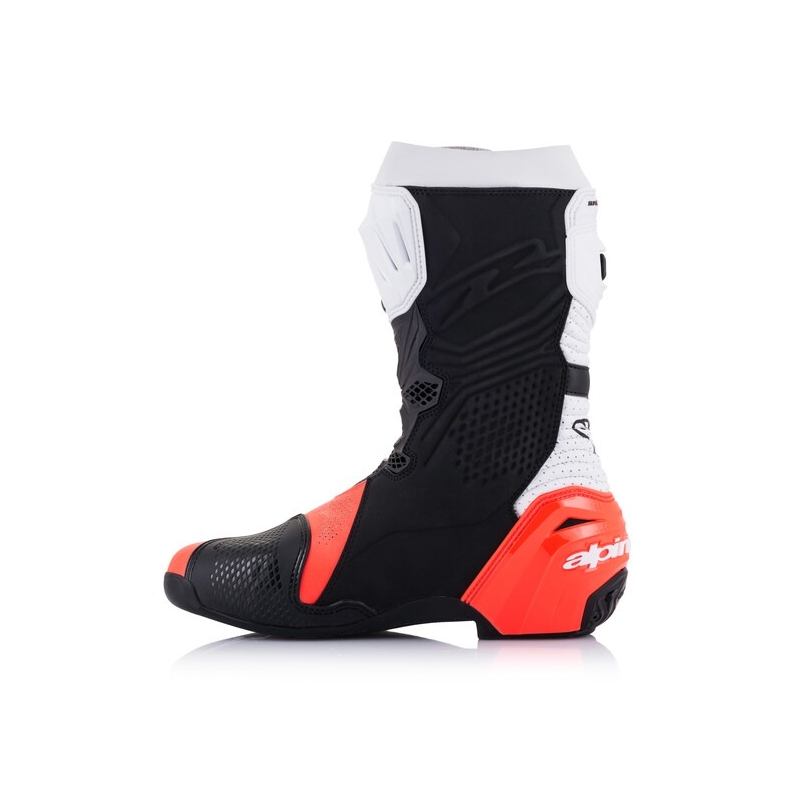 Alpinestars Supertech R Geventileerde Zwart-Wit-Fluor Rode Motorfietslaarzen
