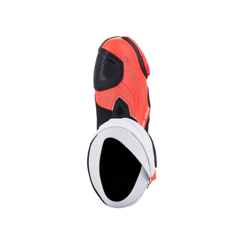 Alpinestars Supertech R Geventileerde Zwart-Wit-Fluor Rode Motorfietslaarzen