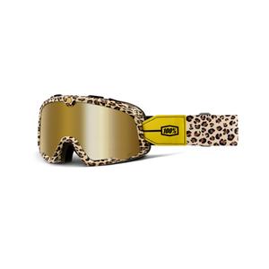 Motorcrossbril 100% Barstow beige-bruin met gouden plexi