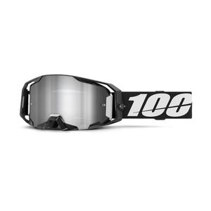 Motorcrossbril 100% ARmatic zwart met zilver gespiegeld plexi