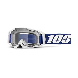 Motorcrossbril 100% ARmatic blauw met helder plexi