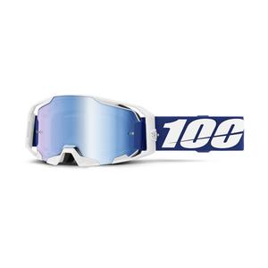 Motorcrossbril 100% ARmatic blauw met blauwe plexi