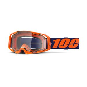 Motorcrossbril 100% ARmatic Neon Oranje met helder plexi
