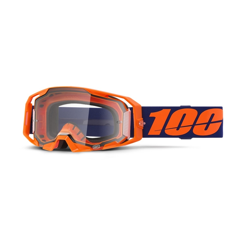 Motorcrossbril 100% ARmatic Neon Oranje met helder plexi