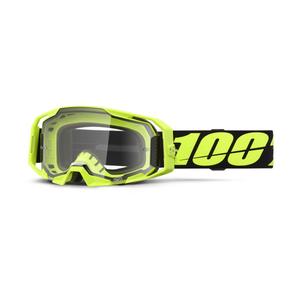 Motorcrossbril 100% ARmatic Neon Geel met helder plexi