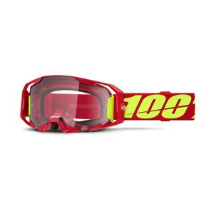 Motorcrossbril 100% ARmatic rood met helder plexi