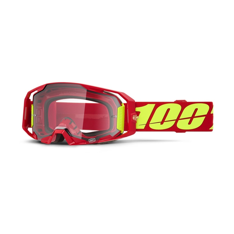 Motorcrossbril 100% ARmatic rood met helder plexi