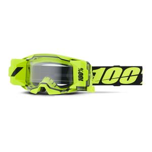 Motorcrossbril 100% ARmatic Forecast geel met helder plexi